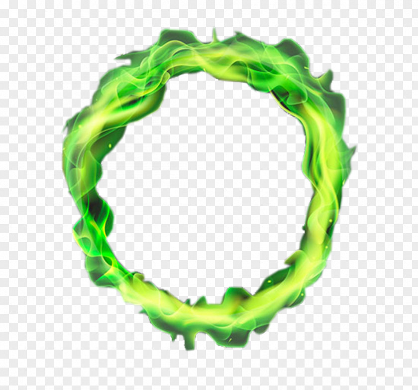 Green Circle Flames Flame Fire PNG