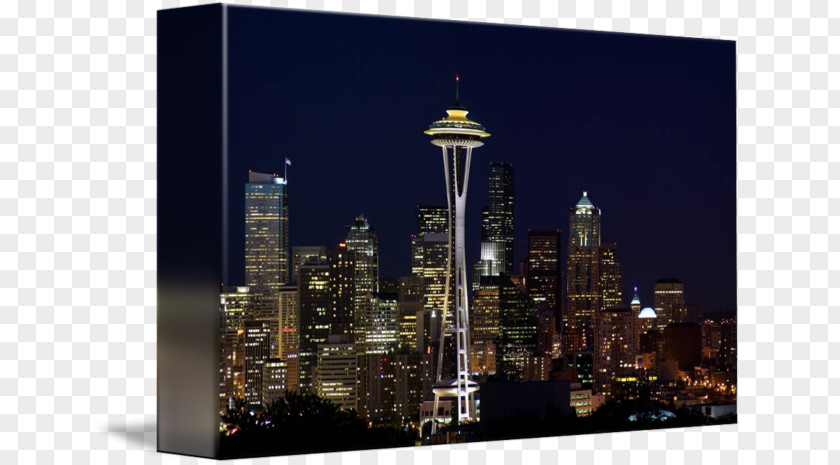 Seattle Skyline Space Needle Art Painting Landmark PNG