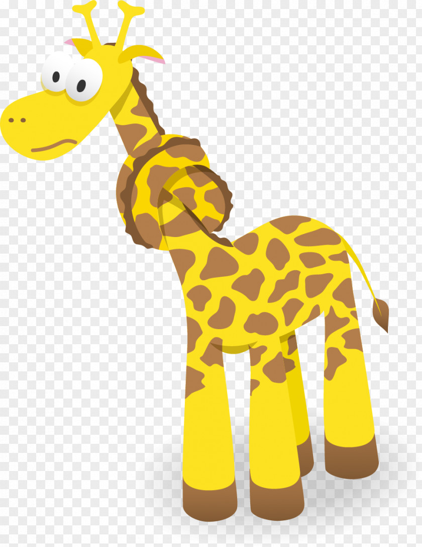 Vector Hand-painted Giraffe Cartoon Clip Art PNG