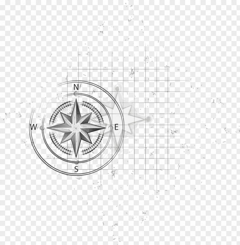 Direction Vector Painted Stars Euclidean Compass Rose PNG