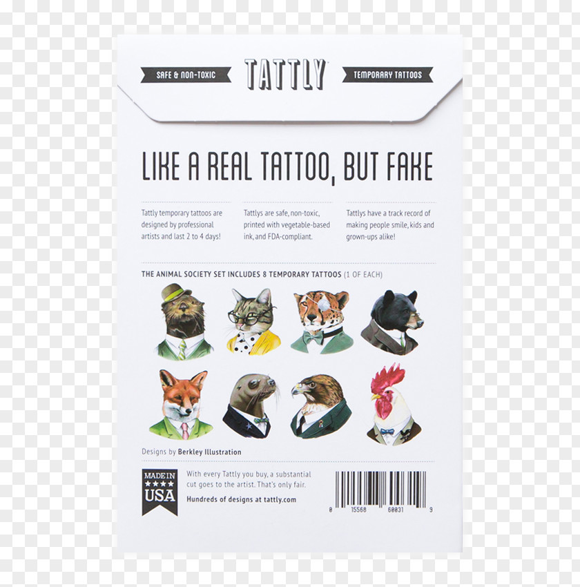Animal Societies Tattly Abziehtattoo Tattoo Convention Cat PNG