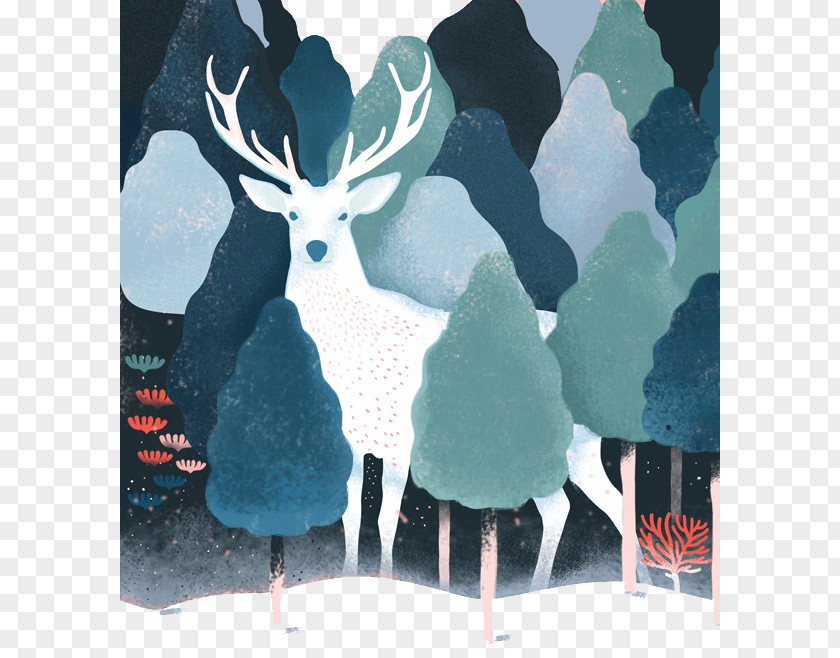 Cartoon Painted Elk Forest Drawing Graphic Design Behance Illustration PNG