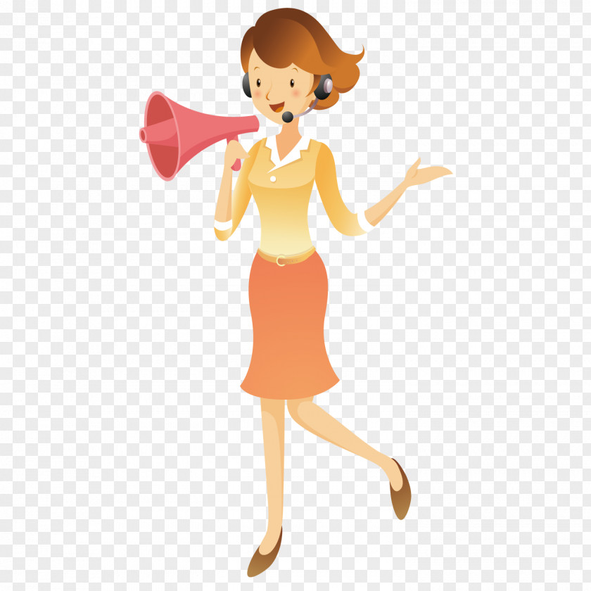 Cartoon PNG , Take the speaker of girl clipart PNG