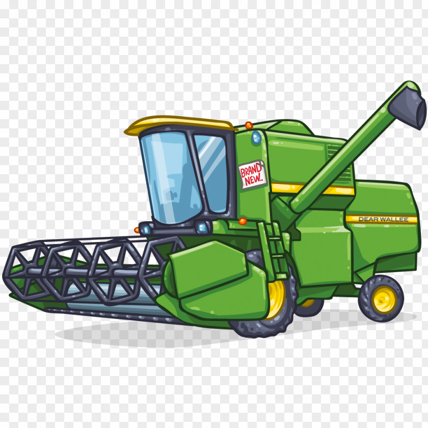 Cartoon Tractor Combine Harvester John Deere Agriculture Drawing Clip Art PNG