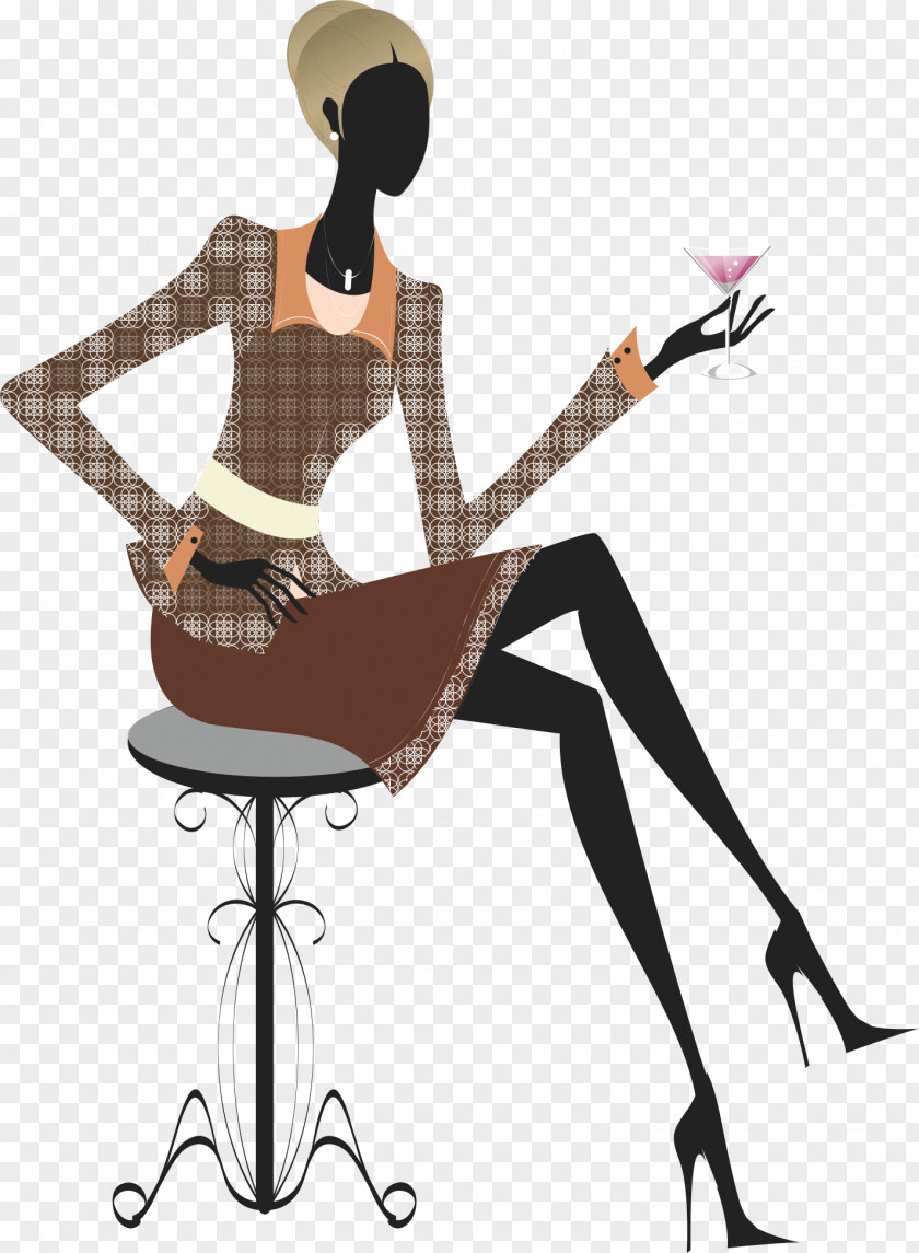 Fashionable Modern Woman Silhouette Fashion Illustration PNG