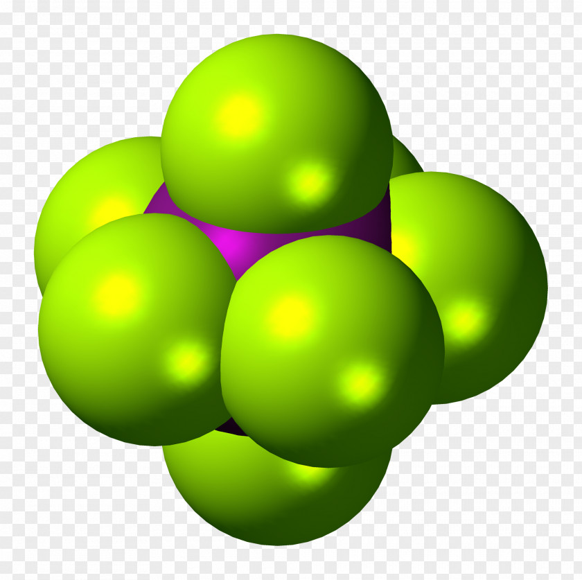 Iodine Heptafluoride Fluorine Molecule Space-filling Model PNG