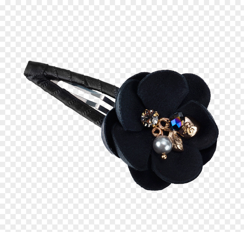 Black Flower Diamond Pearl Hairpin PNG