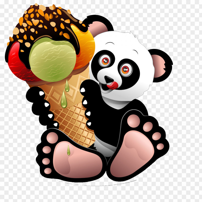 Panda With Ice Cream Image Cone Giant Gelato PNG