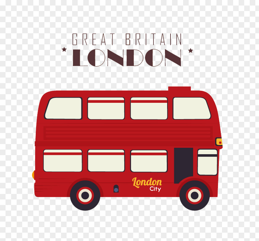 Vector Red London Double-decker Bus Illustration PNG
