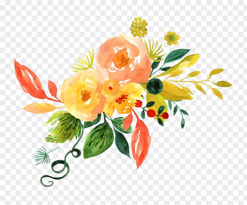 Hand Painted Watercolor Flower Decoration Pattern Painting Floral Design Adobe Illustrator Clip Art PNG