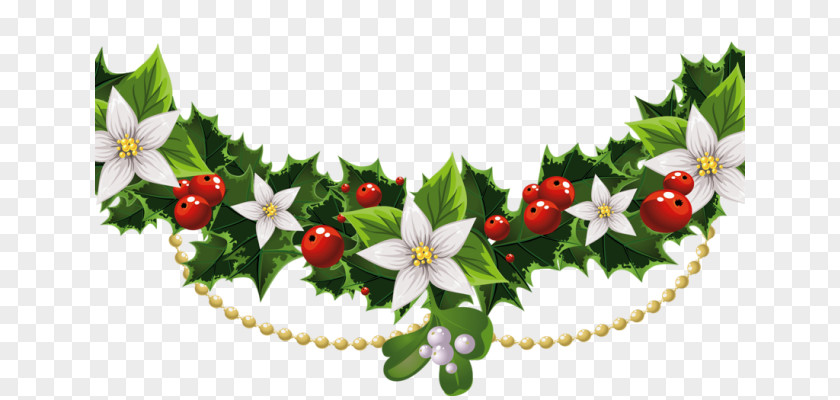 Christmas Mistletoe Garland Clip Art PNG