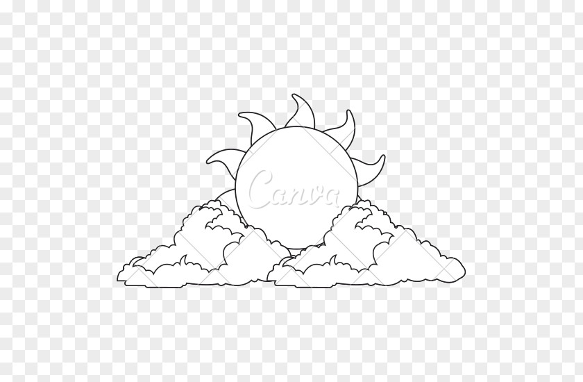 Sunandcloudsblackandwhite Drawing Cartoon Clip Art PNG
