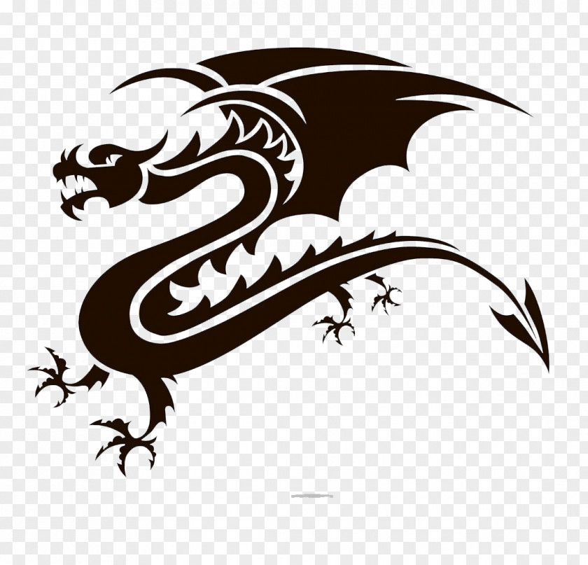 Traditional Dragon Tattoo Pattern Decorative Illustration PNG