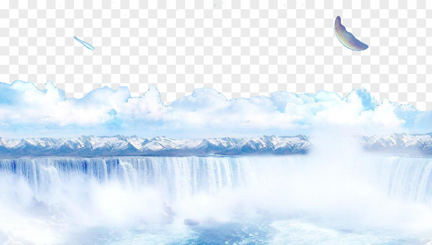 Snow Mountain Falls Waterfall Wallpaper PNG