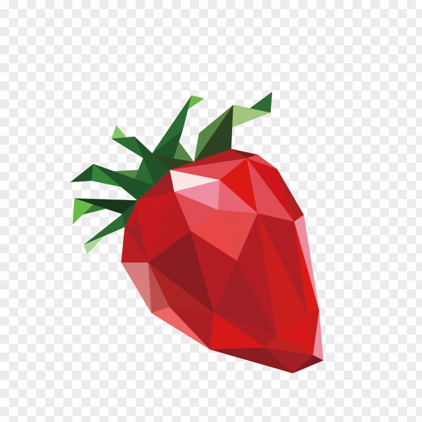 Red Decoration Strawberry Illustration Fruit Polygon Geometry Shape PNG