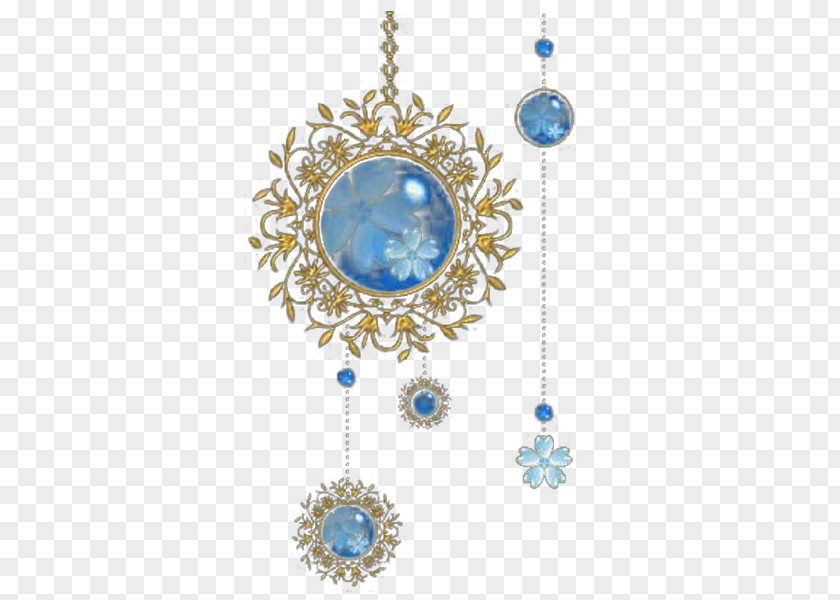 Blue Gemstone Bead Pattern Ornament PNG