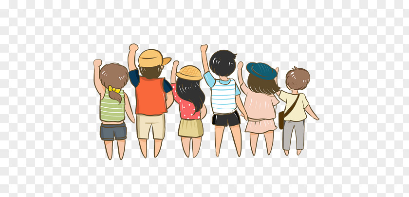 Cartoon Hand Painted A Group Of People Back Drawing Euclidean Vector PNG