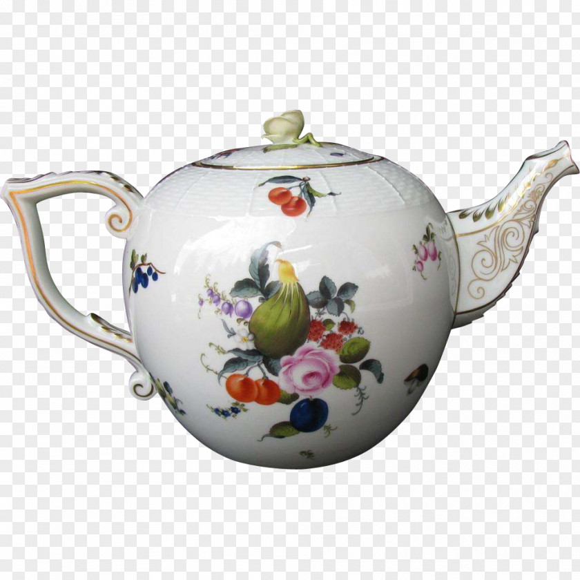 Floral Set Teapot Herend Porcelain Manufactory Teacup PNG