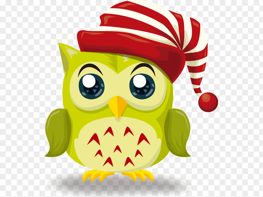 Cute Cartoon Owl Pattern Christmas Hats Illustration PNG