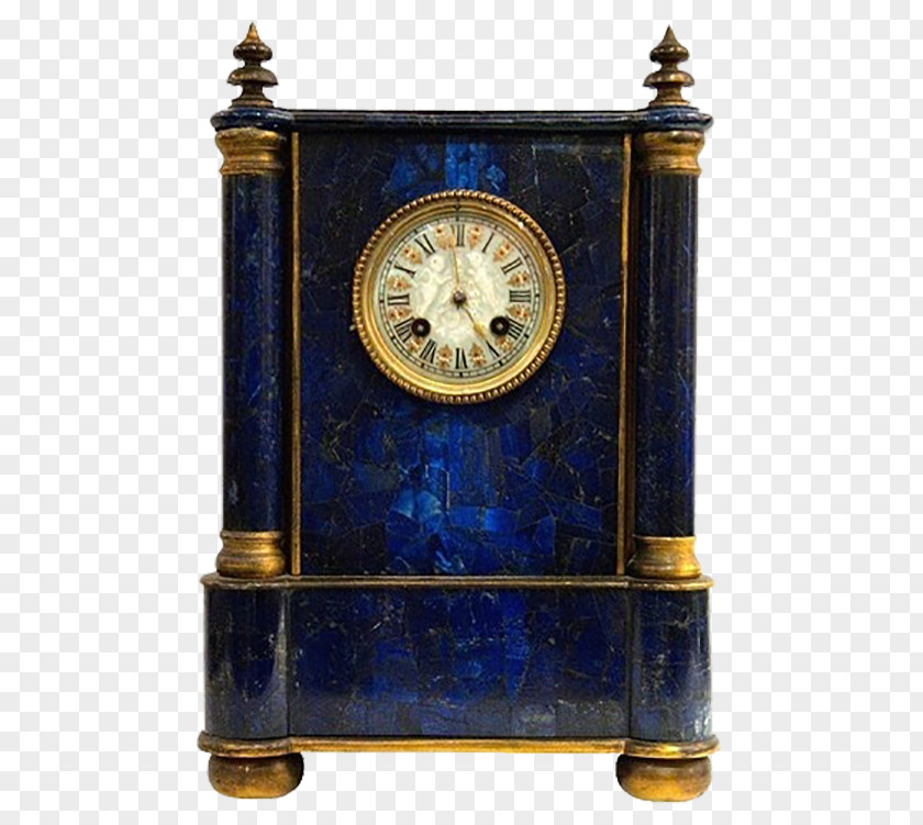 French Mantel Clock Lapis Lazuli Antique Fireplace Longcase PNG