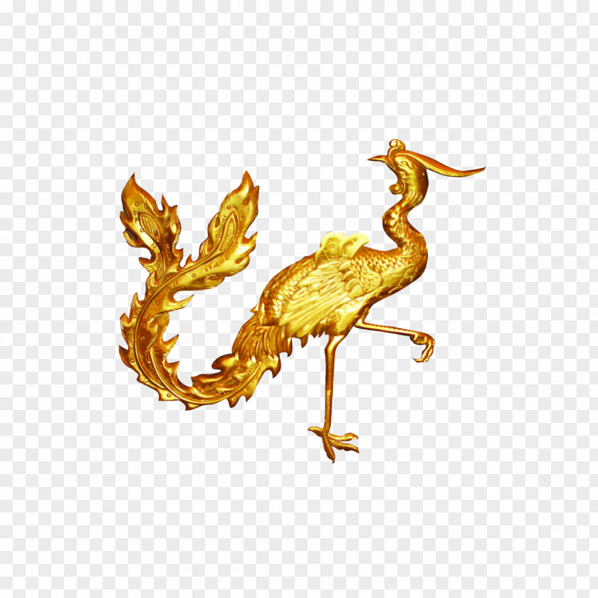 Golden Phoenix Peacock Fenghuang Download Gold Computer File PNG