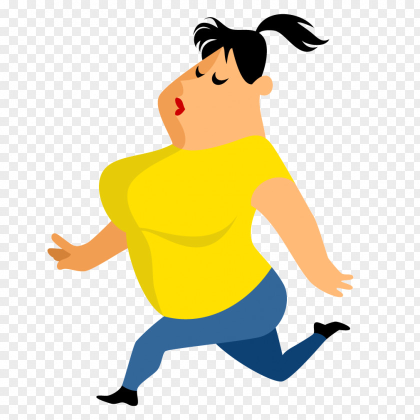 Yellow Obese People Lose Weight Jogging Running Illustration PNG