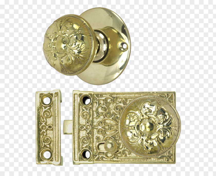 Door Lock Brass Rim Handle PNG