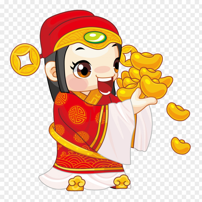 Holding The Ingot Of God Wealth Fat Choy PNG