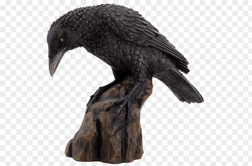 Perched Raven Overlay Statue Figurine Sculpture Crow Common PNG