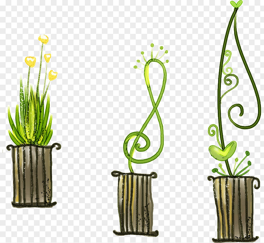 Lovely Hand-painted Flowers Notes Flowerpot Bonsai Icon PNG