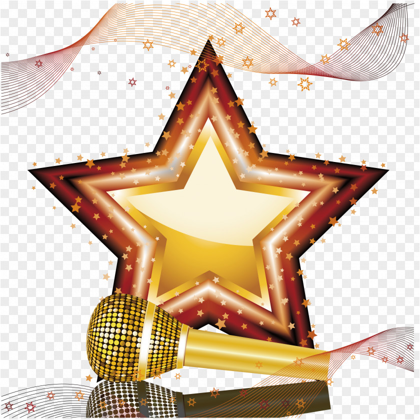 Gorgeous Pentagram Microphone Element Star And Crescent Five-pointed Shutterstock PNG