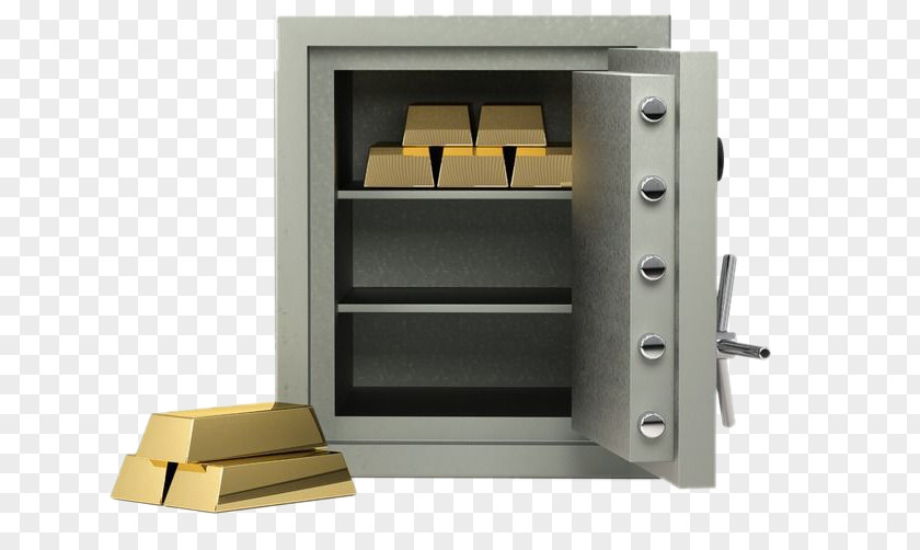 Mounted Gold Safe Deposit Box Bank Vault Money PNG