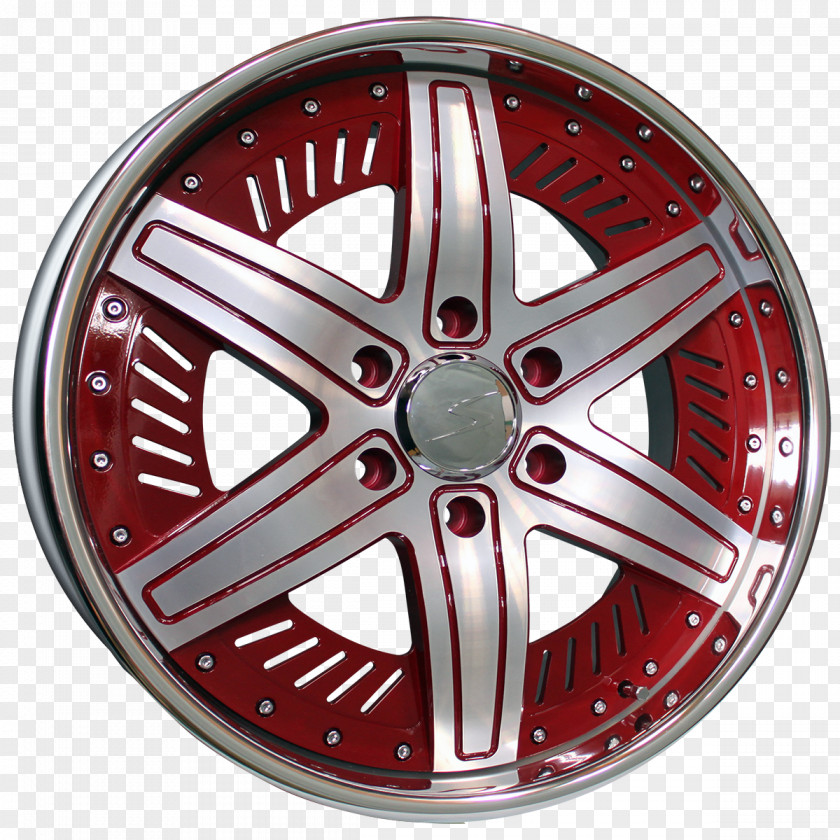Red Metal Alloy Wheel Rim Hubcap Spoke PNG