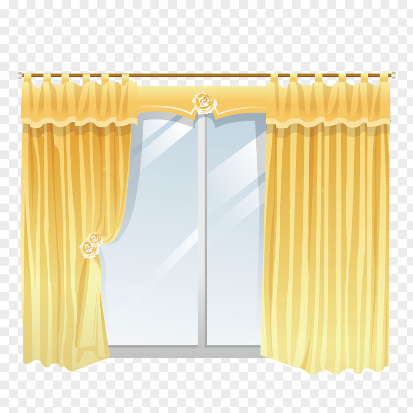 Vector Bedroom Window Treatment Curtain Clip Art PNG