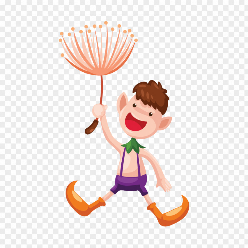 Vector Boy Holding A Dandelion Icon PNG