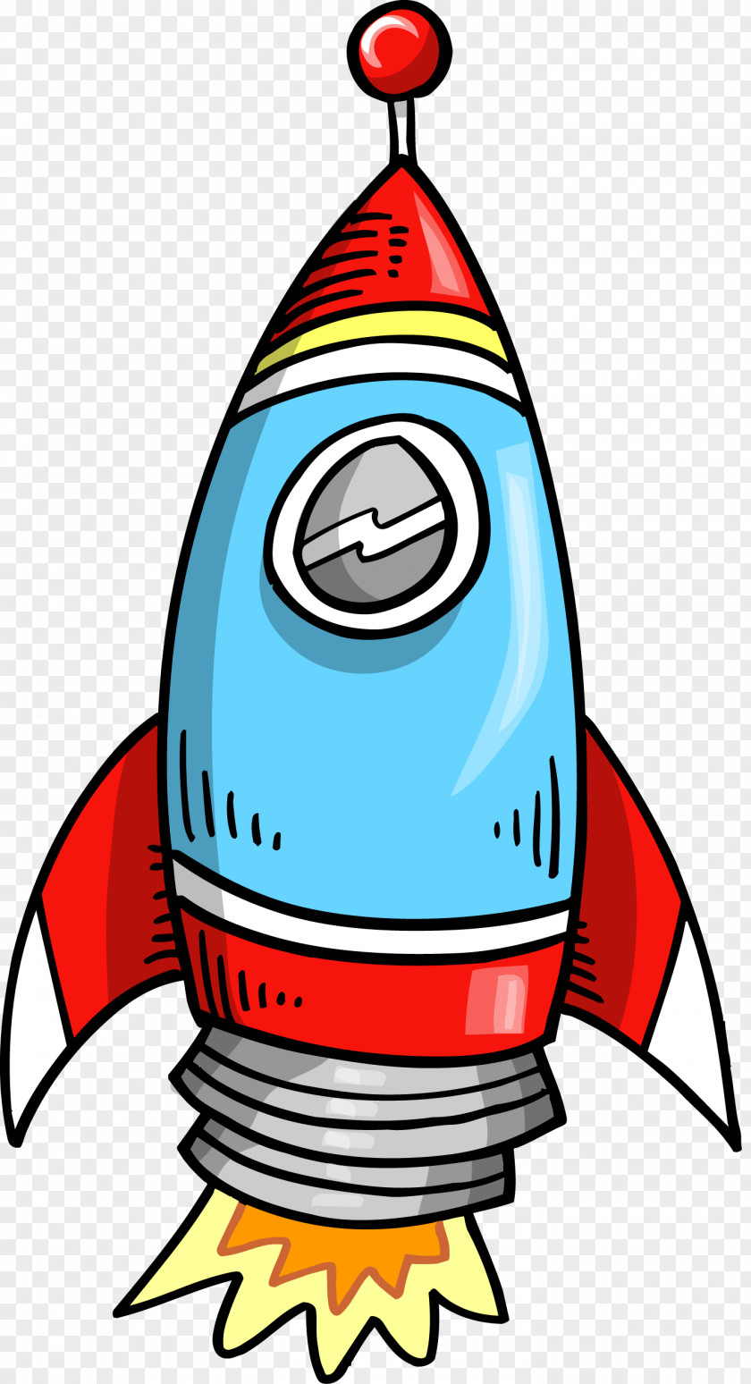 Vector Cartoon Red And Blue Rocket Q-version Clip Art PNG