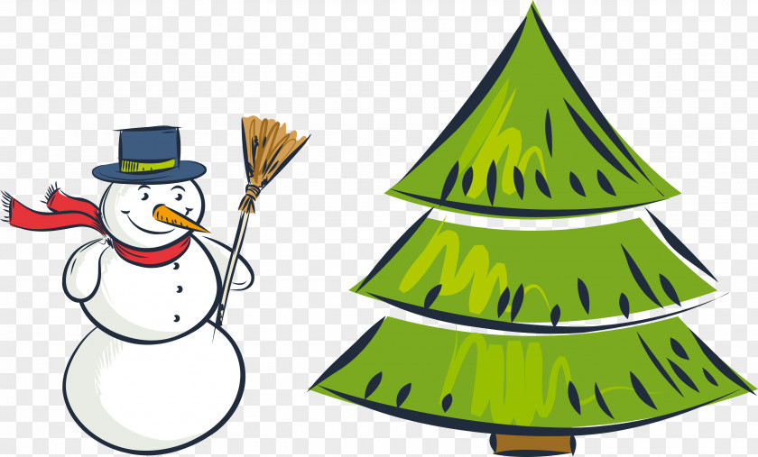Vector Snowman Christmas Tree PNG