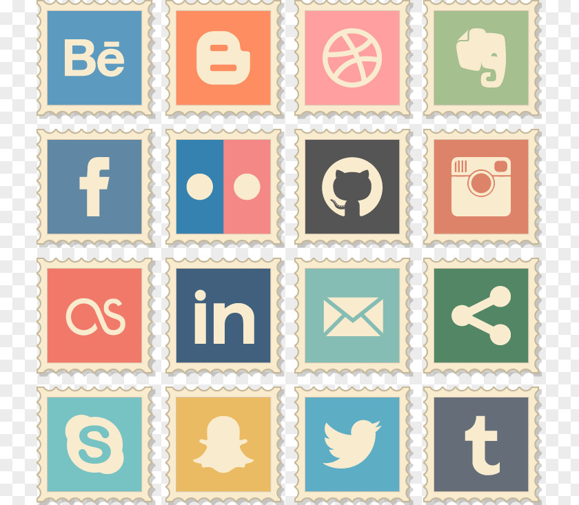 Vector Social Media Icon Stamps PNG