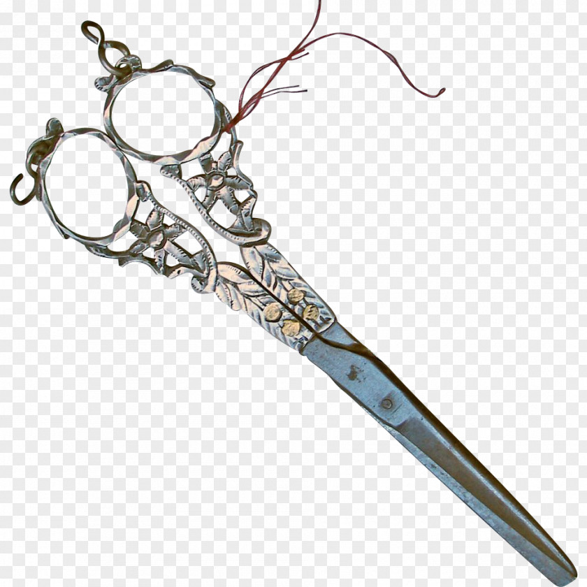 Cloth Scissors Antique Vintage Clothing Sewing Chatelaine PNG