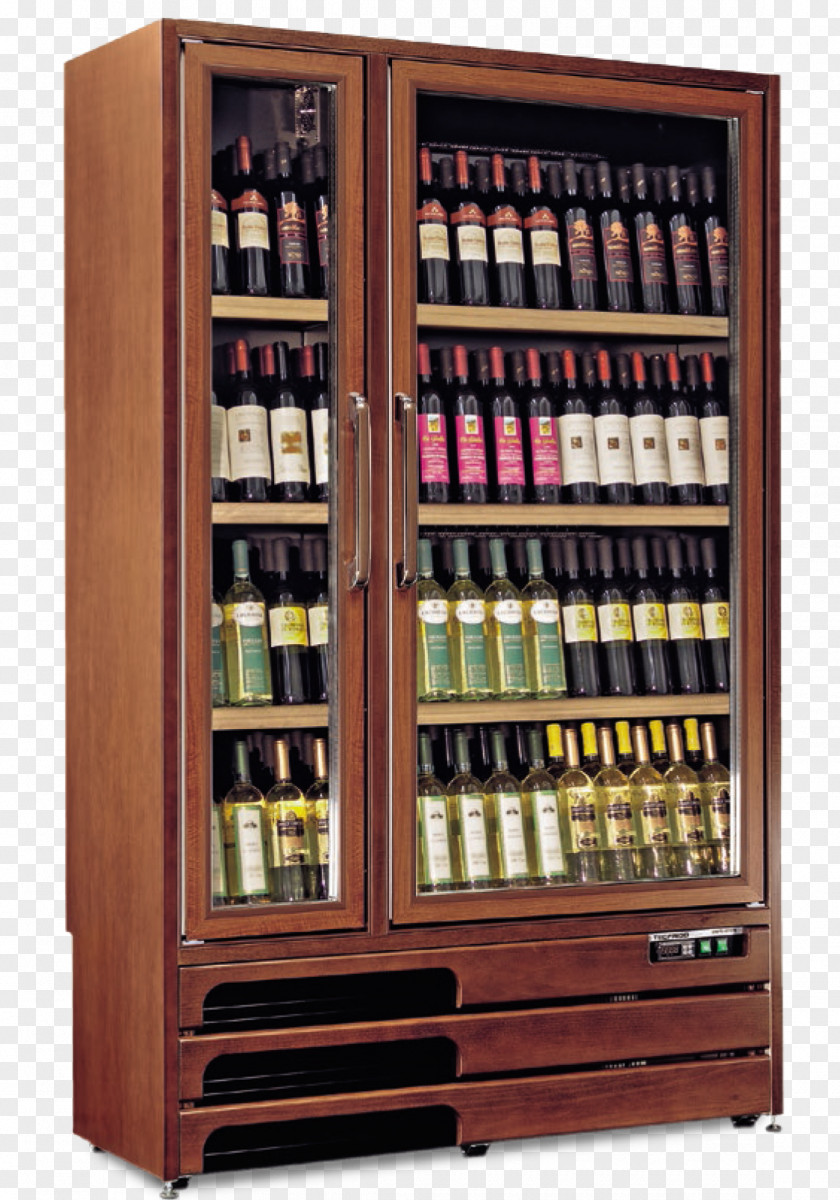 Wine Bar Shelf Display Case Wood PNG