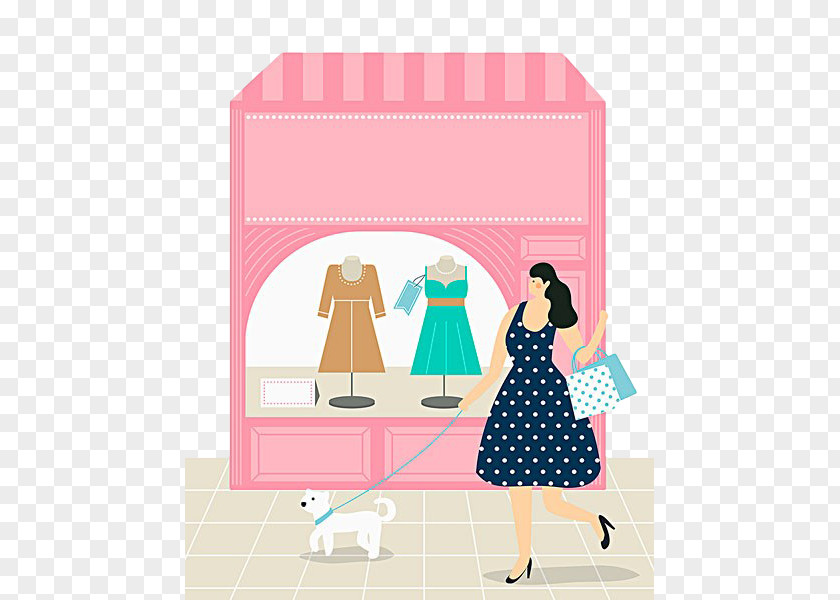 Hand Painted Pink Fashion Window Glass Model PNG