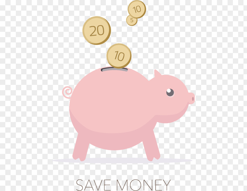 Cartoon Piggy Bank Money Bag Coin Icon PNG