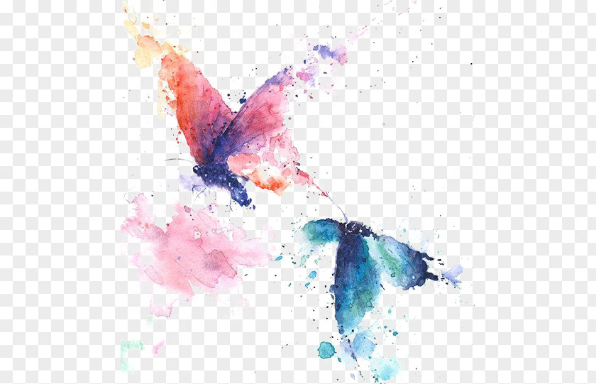 Ink Butterfly Watercolor Painting Art PNG