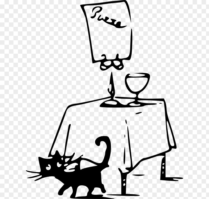 Pizza Black And White Cat Kitten Table Clip Art PNG