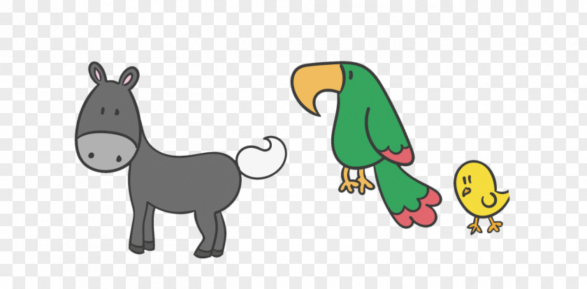 Donkey,parrot,chick Cartoon Animation PNG