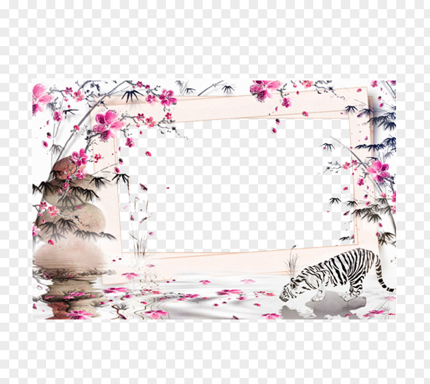 Ink Plum Frame Download Wash Painting PNG