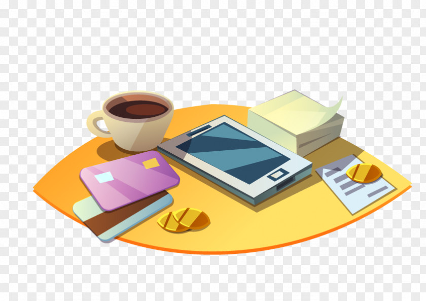 Office Desk Books Coffee Adobe Illustrator Illustration PNG