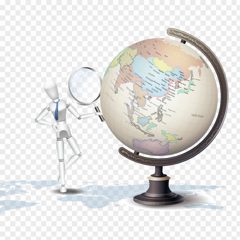 Vector Take A Magnifying Glass And The Globe Euclidean PNG