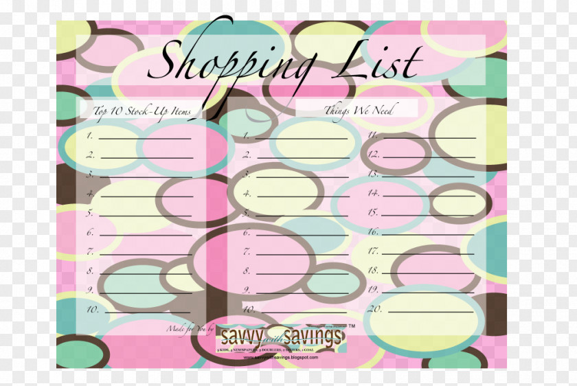 Dress Shopping List Party Paper PNG