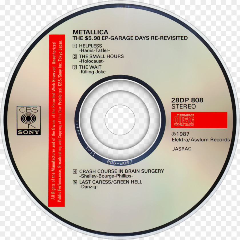 Metallica Compact Disc The $5.98 E.P.: Garage Days Re-Revisited Product Design PNG